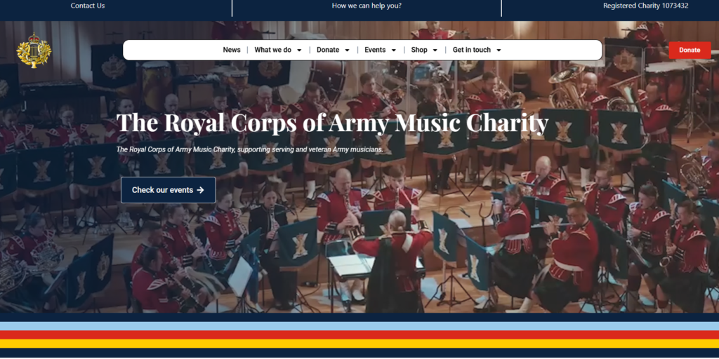 Wordpress development for The Royal Corps of Army Music Charity